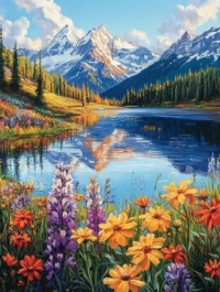 Lake and mountains
