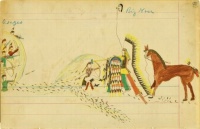 Big Nose and Osages ~ historical ledger art by Howling Wolf (Southern Cheyenne)