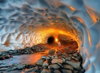Illuminated snow tunnel - Russia
