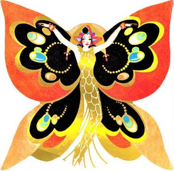 Themes Vintage illustrations/pictures - Butterfly Lady