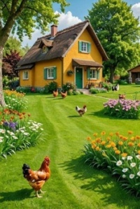 Yellow House With Bug Control in the Yard....