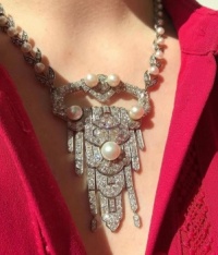 c1925 Boucheron pendant - platinum - diamond - pearl