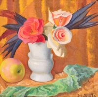 Vase with Flower and Apple, no date, Joseph Stella, (1877-1946)