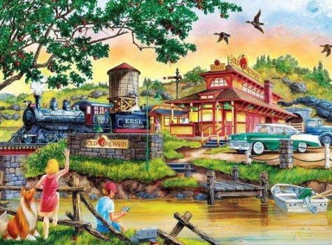 Solve Excited by the Steam Train jigsaw puzzle online with 48 pieces