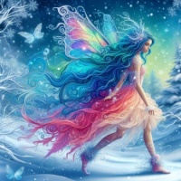 beautiful winter fairy (Digital art)
