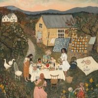 Seasonal Art - Early Autumn / Fall - Tea in the Garden While Drying the Quilts (Resize: 9 - 256 Pieces)
