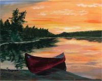 canoe at sunset