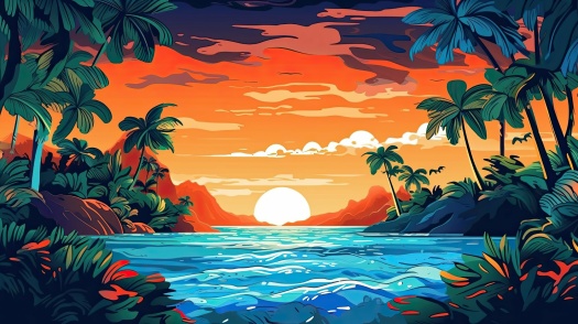 Solve Tropical Sunrise 02 jigsaw puzzle online with 264 pieces