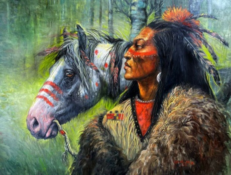 Solve "Abundant Warrior With Paint Mustang" jigsaw puzzle online with ...