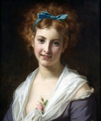 Hugues Merle (1823-1881) - Woman with the Blue Bow