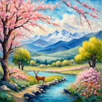 Stag by the Stream, resizable 9 to 483 pieces