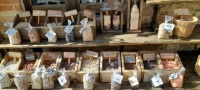Shop display of chickpeas, lentils etc.