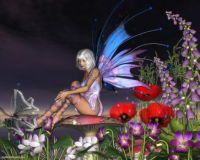 Fairy sitting on mushroom