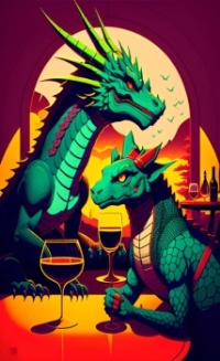 Dragons in pub with wine (last one)