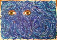 Acrylbild 'Grüne Augen im blauen Meer'