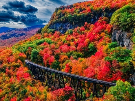 Jigsaw Puzzle | 63 pieces | New Hampshire Fall, Crawford Notch Train ...