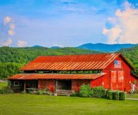 Red Barn by the Mountains...