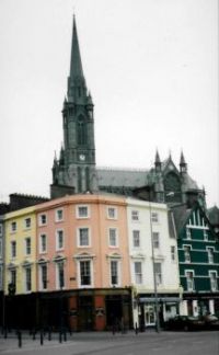 Cobh Cathedral (with a pub in front)