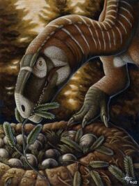 Plateosaurus and nest