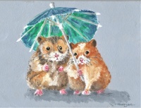 "Hamsters Together Under The Umbrella" my own original acrylic painting
