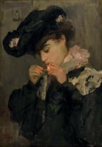 Isaac Israëls—Portrait of a Young Girl with a Cigarette