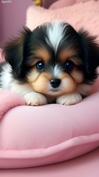 Puppy On Pink Pillow