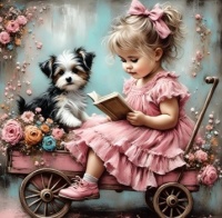 Reading to Her Puppy