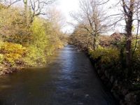 Ebbw flows away from a footbridge between Rogerstone and Bassaleg
