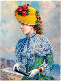 Themes Vintage illustrations/pictures - Victorian Lady by the Sea