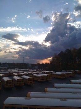 Sunset over School Buses