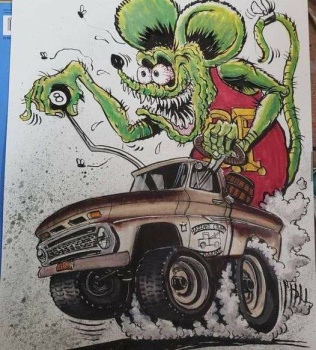 Solve 65 C-10 rat fink jigsaw puzzle online with 72 pieces