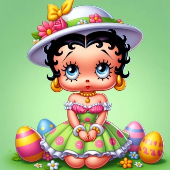 Solve Betty Boop wearing her Easter dress and hat jigsaw puzzle online with  81 pieces