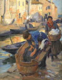 Ivar Kamke (Swedish, 1882–1936), Washerwomen by the Canal, Venice (1920)