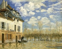 Alfred Sisley (French, 1839 - 1899)  'Boat in the Flood at Port Marly' - 1876.