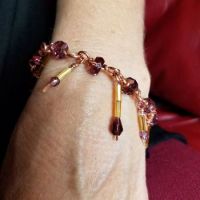 topaz and amethyst glass bead bracelet