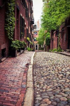 Cobblestones of Acorn Street, Beacon Hill, Boston, MA