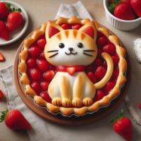 Cat Strawberry Pie from Cats World FB