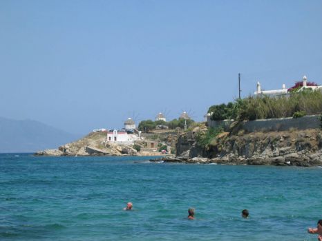 Swimming at a beach on Mykonos