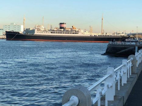 Hikawa Maru berthed at Yamashita Park, Yokohama