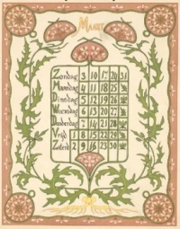 Netty van der Waarden - Dutch varient of Art Nouveau - Calendar Page for March - but for what year?