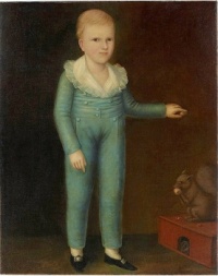 One of a Pair of Portraits: Boy with Squirrel and Girl with Dog, Joshua Johnson, 1800s
