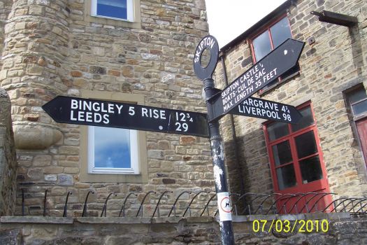 Signpost on Leeds & Liverpool Canal @ Skipton