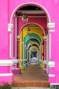 Colorful archways in Penang, Malaysia