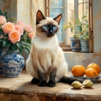 Still Life with Cat Fruit and Flowers, reszable 9 to 483 pieces