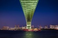 THE OLD SHIP PASSES Under Bridge In Tokyo