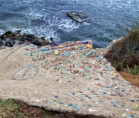 Sunset Cliffs - Mosaic Art with Peace Sign made of Quarters