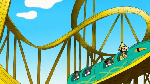 Solve Curious George Roller Coaster jigsaw puzzle online with 60