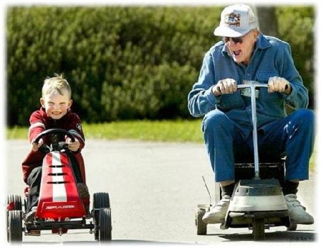 Solve The Old and The Young Having Fun jigsaw puzzle online with 48 pieces