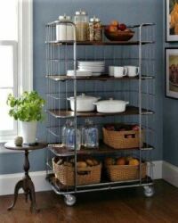 Industrial racks in the kitchen. Great Idea!