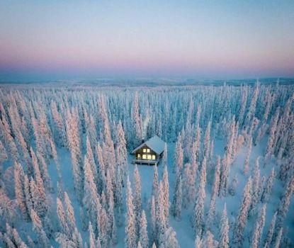 A cozy winter cabin in Finland